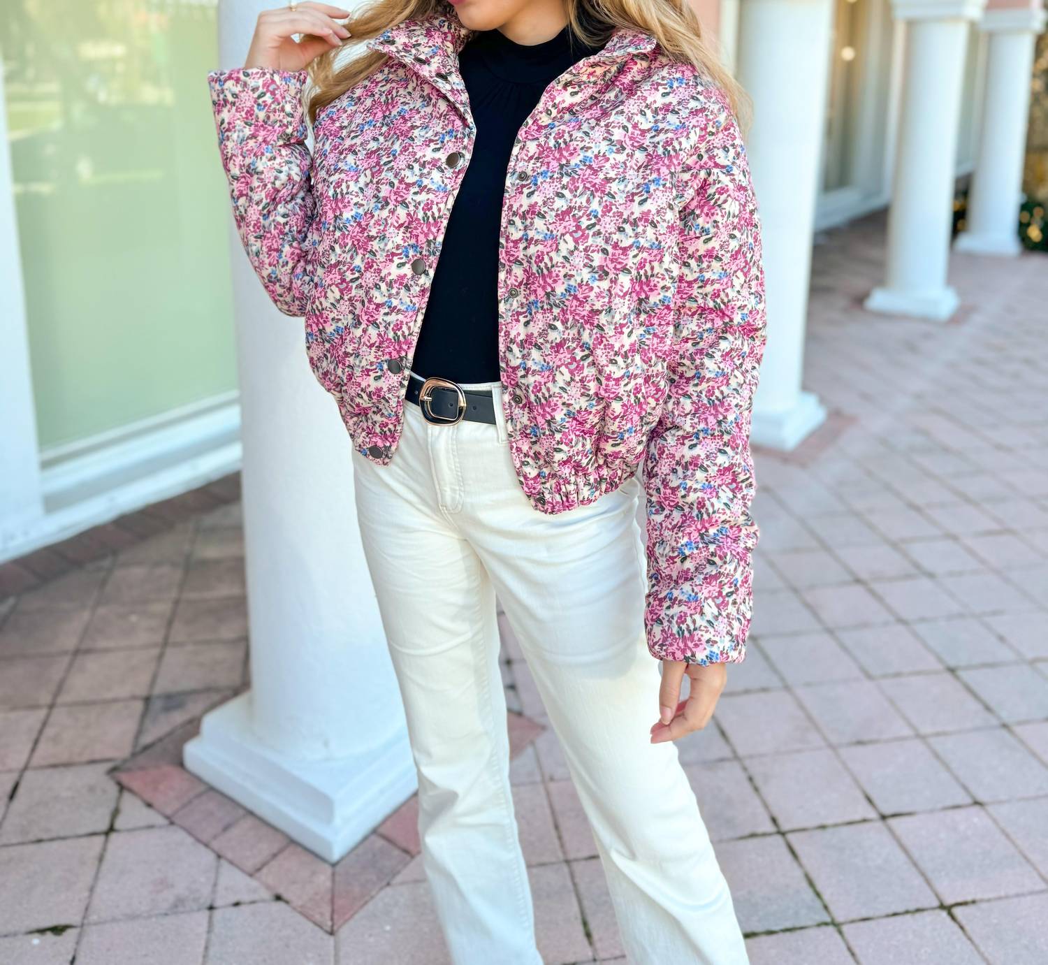 Baevely By Wellmade - Wishful Thinking Floral Puffer Jacket