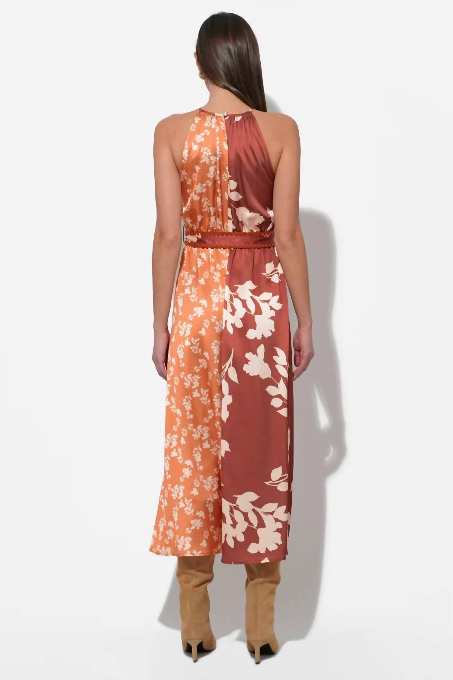 Adelyn Rae - Sandi Two Toned Halter Midi Dress