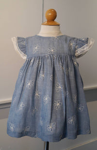 Mayoral - Girl's Two Piece Denim Dress With Embroidered Flowers