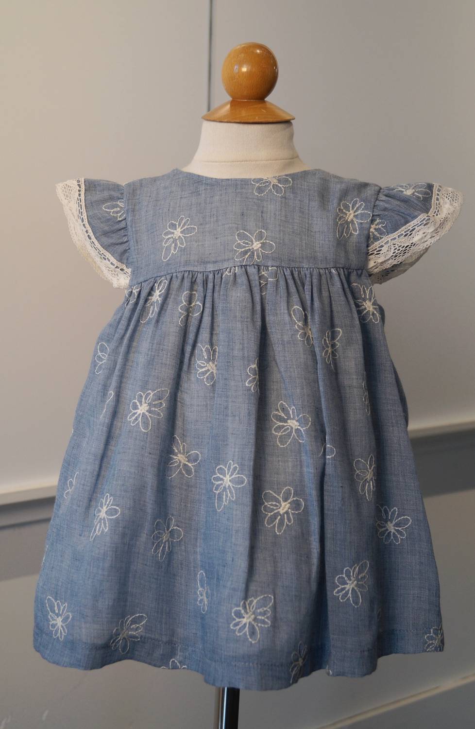 Mayoral - Girl's Two Piece Denim Dress With Embroidered Flowers