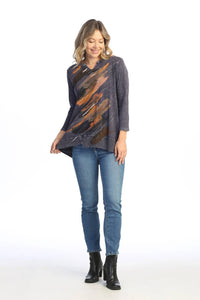 Jess & Jane - Opera Mineral Washed Split V-Neck Top