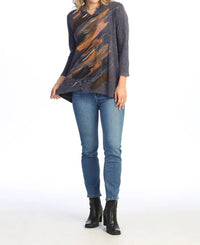 Jess & Jane - Opera Mineral Washed Split V-Neck Top