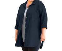 On The Plus Side - Long Sleeve Collar Button Up Shirt - Plus Size