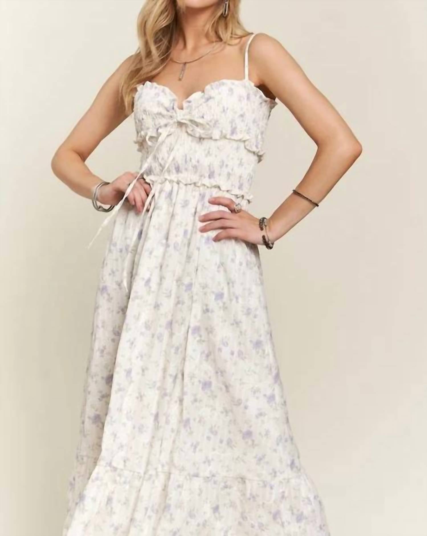 Kld. Signature - Floral Print Smocking Detail Midi Dress