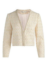 alice + olivia Kidman Embellished Tweed Jacket in natural - women's jacket - view 6