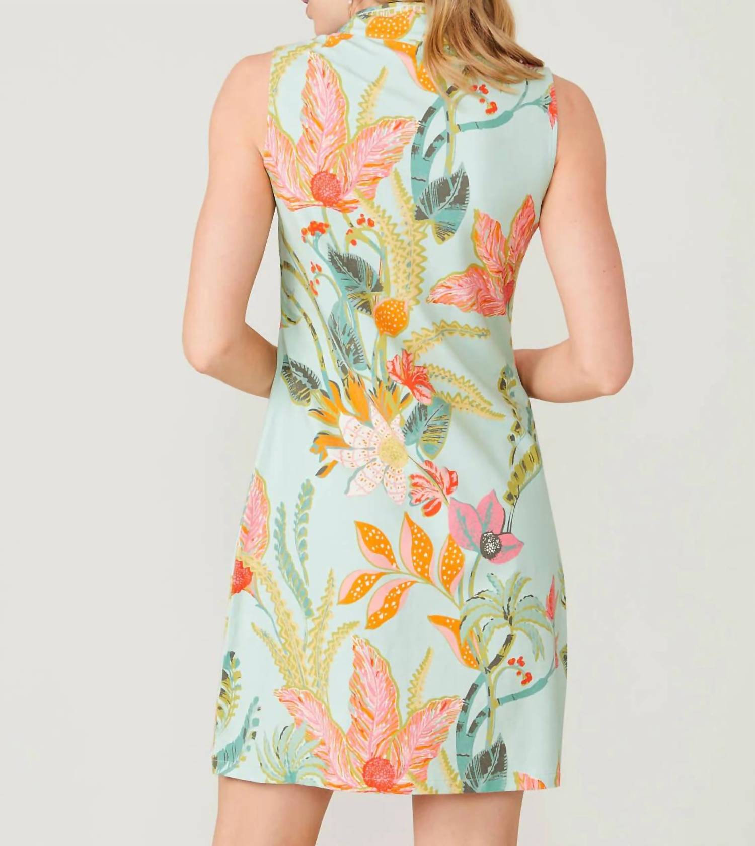 Spartina 449 - Queenie Sea Foam Tropical Half Zip Dress