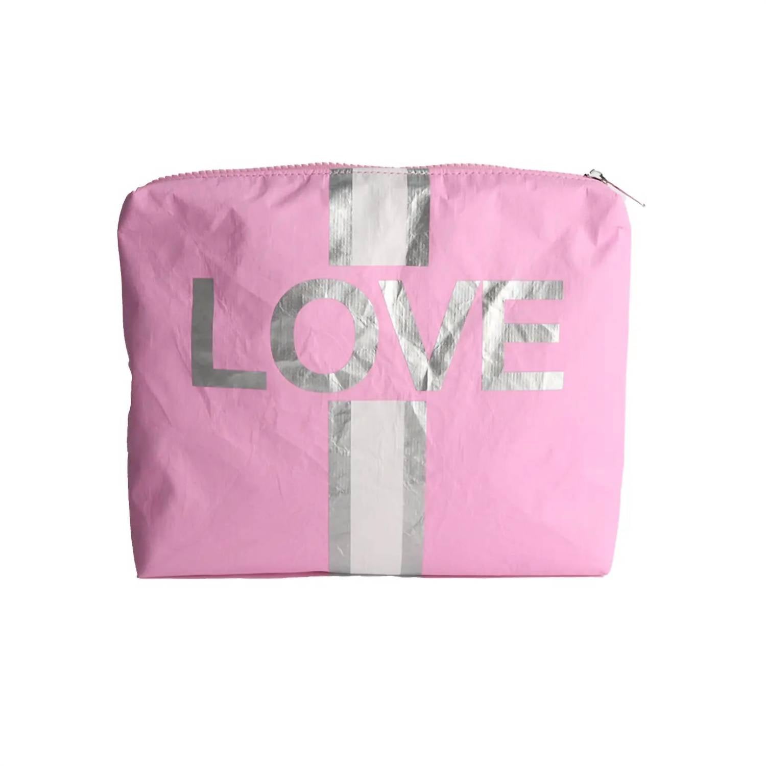 Malibu Sugar Women's Tyvek Pouch in pink w love - women's bag