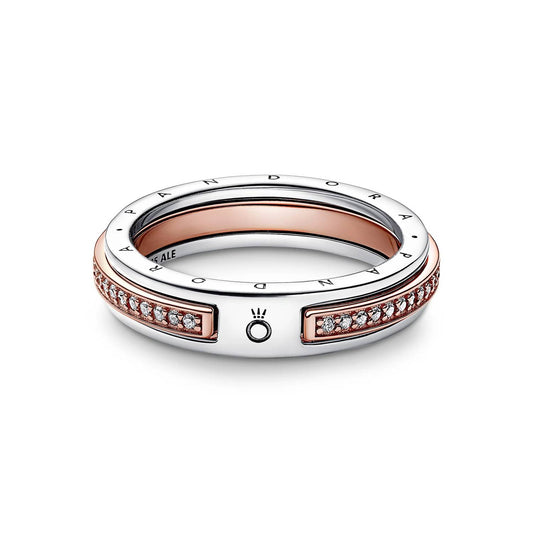 Pandora - Women's Signature Two-tone Logo & Pavé Ring