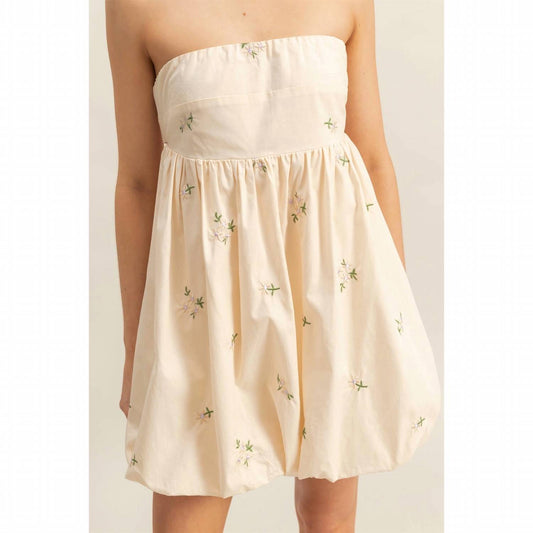 Hyfve - Embroidery Strapless Bubble Hem Dress