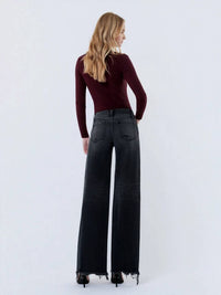 Vervet By Flying Monkey - Mid Rise Distressed Hem Wide Leg Jeans