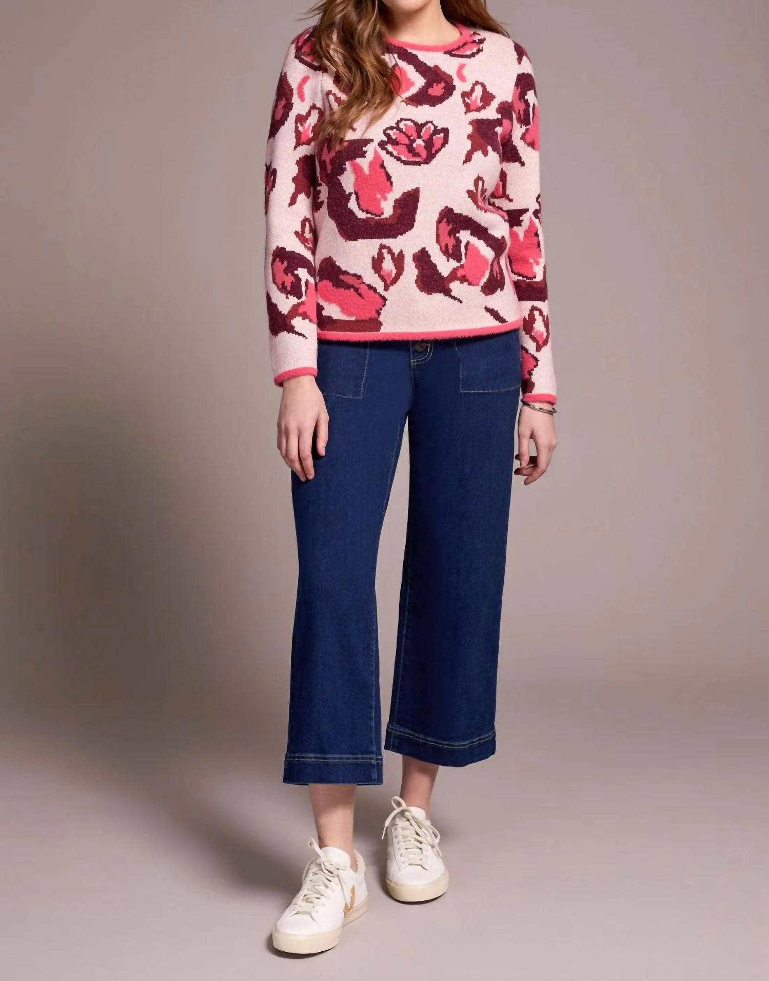 Tribal - Fuzzy Double Knit Crew Neck Sweater