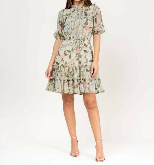 Niza - Floral Chiffon Print Ruffle Dress