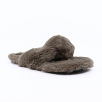 solei sea Women's Izzie Faux Fur Slip-ons in grey - women's shoe - detail view
