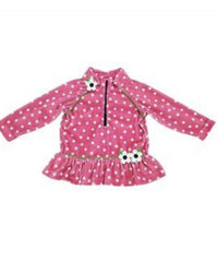 Florence Eiseman Girls' Dot Fleece Top With Flowers in pink - item - detail view