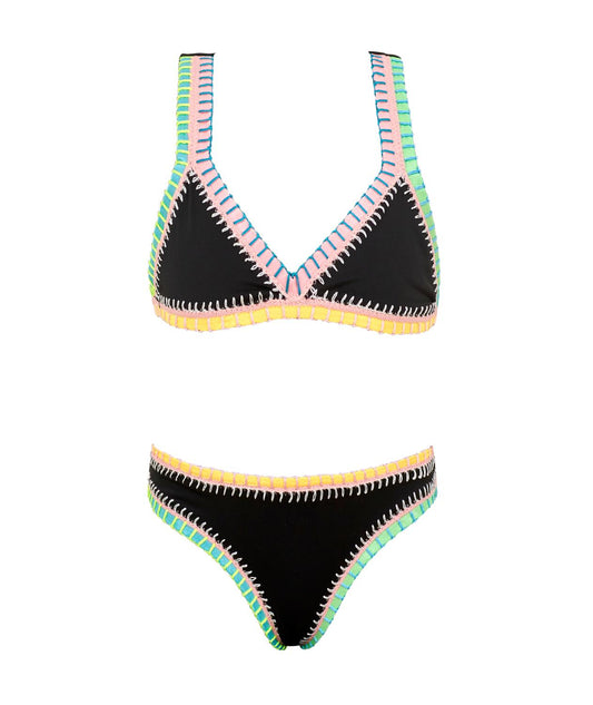 Pq Swim - Girl's Rainbow Embroidered Bikini