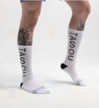 The Athletic Side Of Us Men's Art Self Printed Socks – Bold Logo Socks in white - men's item - detail view