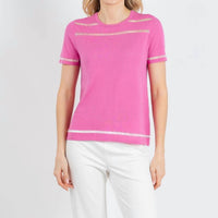 Peace Of Cloth - Sheer Stripe Short Sleeve Crew Top
