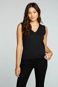 Chaser - Gauze Jersey Rolled Armhole V-neck Muscle Tee