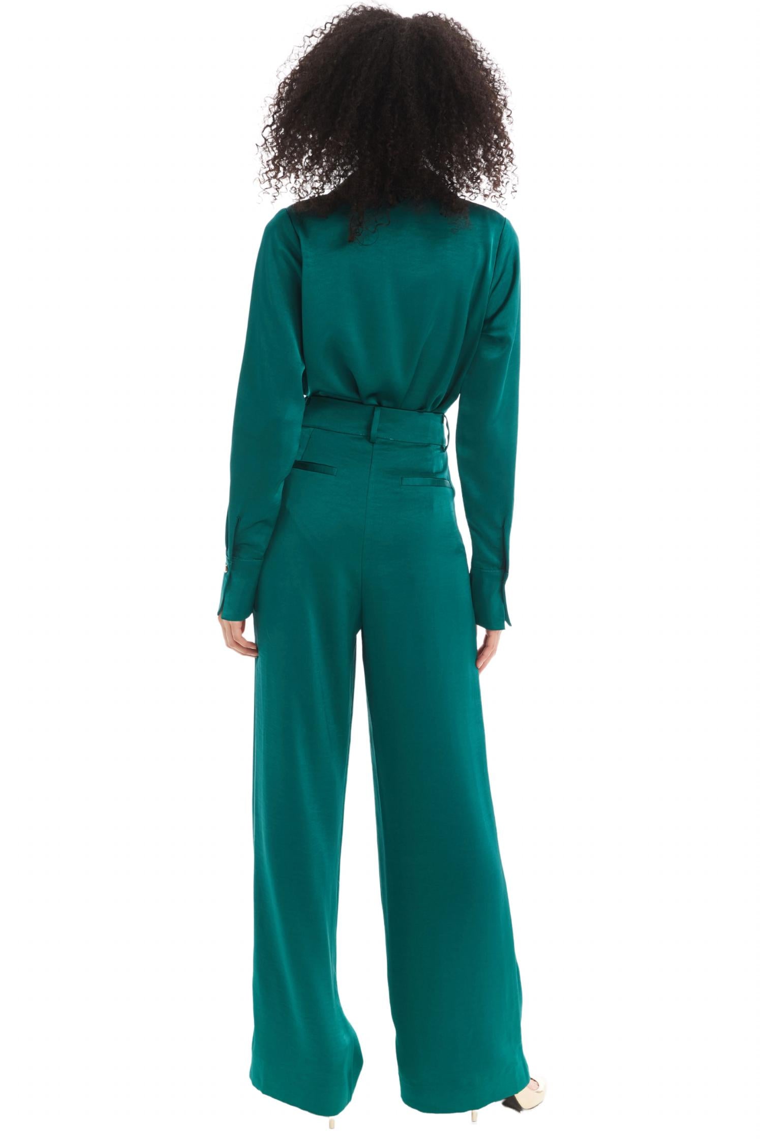 ALLISON NEW YORK JOAN SATIN PANTS in emerald - women's pants - view 7