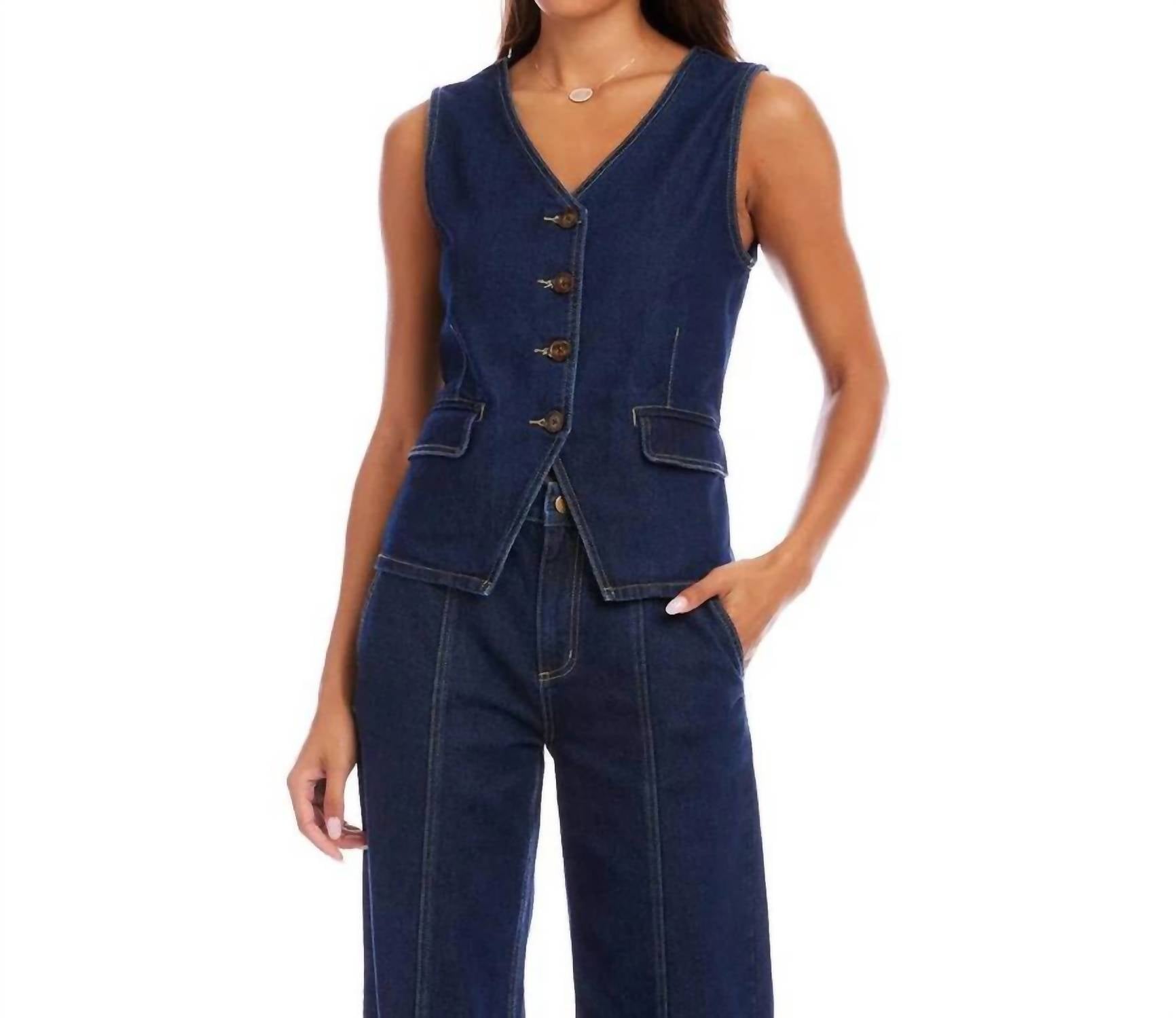 Karen Kane - Button Front Denim Vest