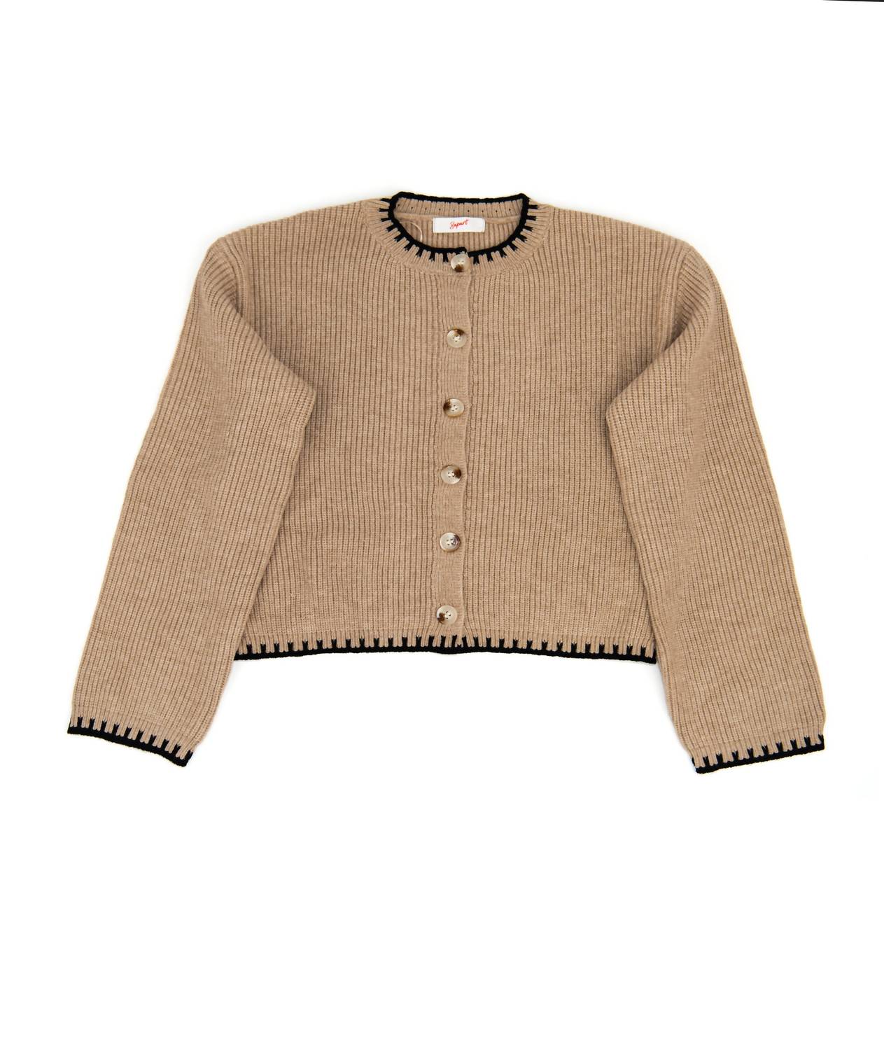 8apart Jannie Cardigan Sweater in taupe black - women's cardigan - view 5