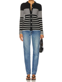 Rails Aurelia Sweater in black ivory stripe - women's cardigan - alternate view
