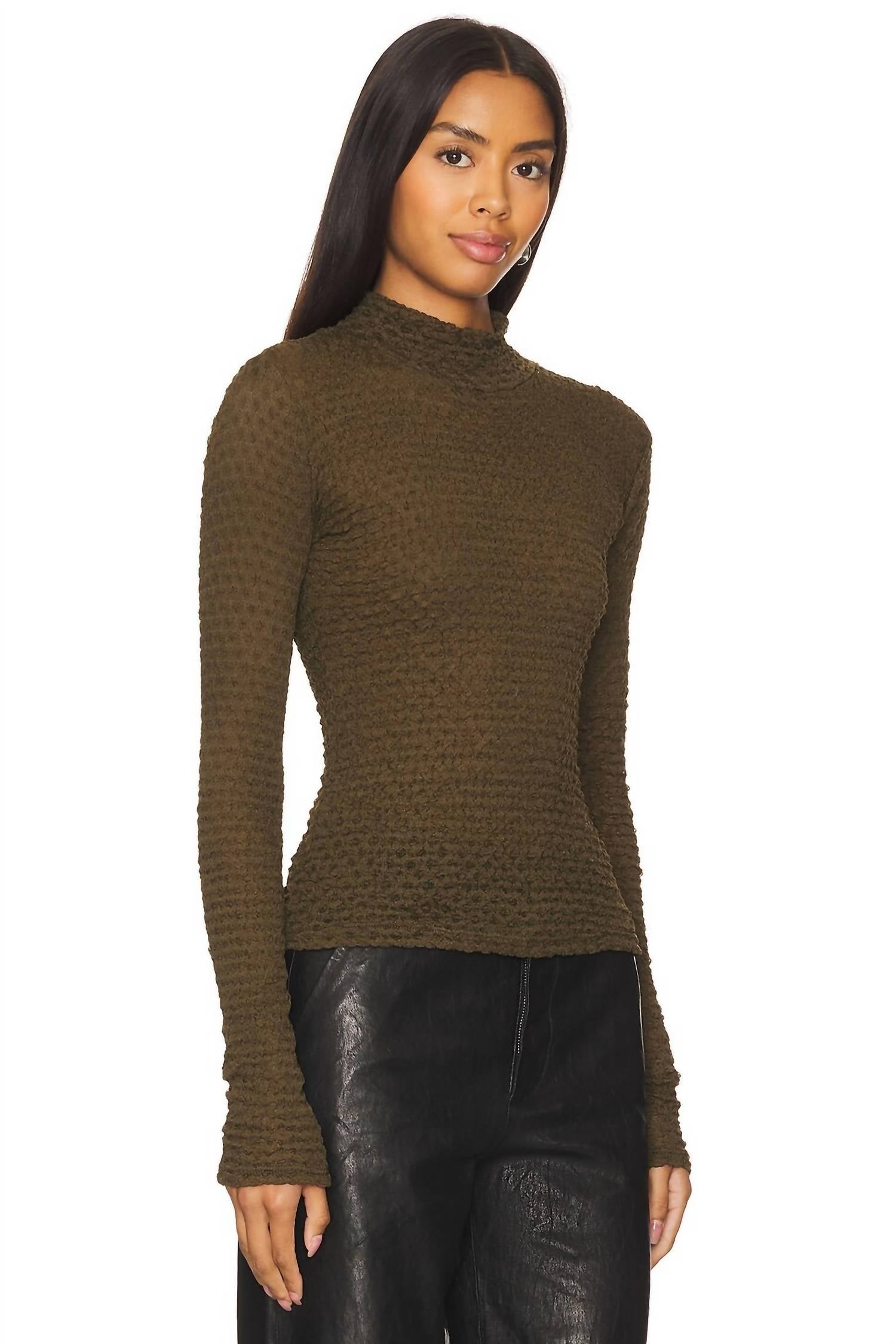 Frame - Mesh Lace Turtleneck Top