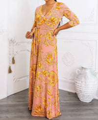 Surelymine - Elegant Wrap Boho Maxi Dress