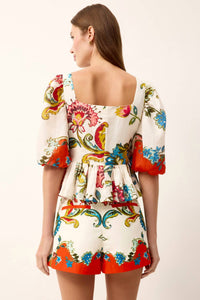 Marie Oliver - Tora Puff Sleeve Peplum Top