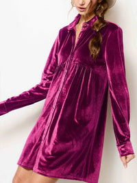 La Miel - Velvet Mini Shirt Dress