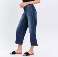 Judy Blue - Mid Rise Tummy Control Crop Wide Leg Jeans