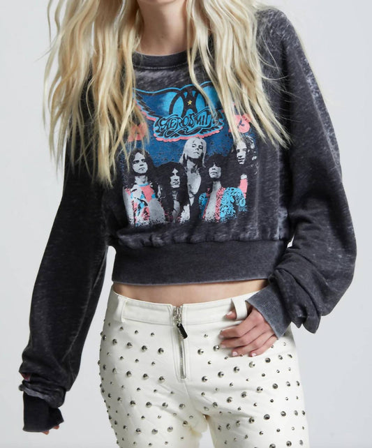 Recycled Karma - Aerosmith Dream On Crop Sweatshirt