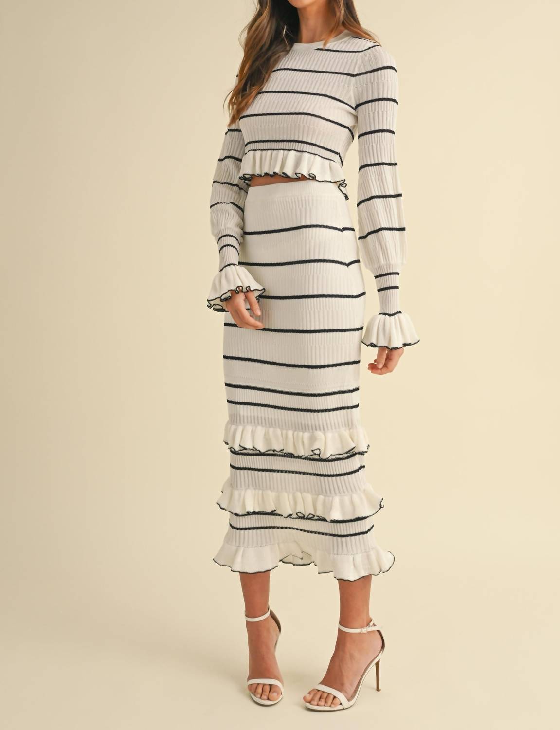 Mable - Stripe Ruffle Skirt Set