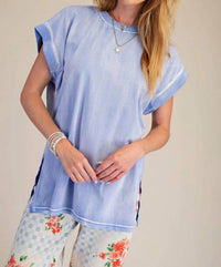 Easel - Cap Sleeves Mineral Washed Top