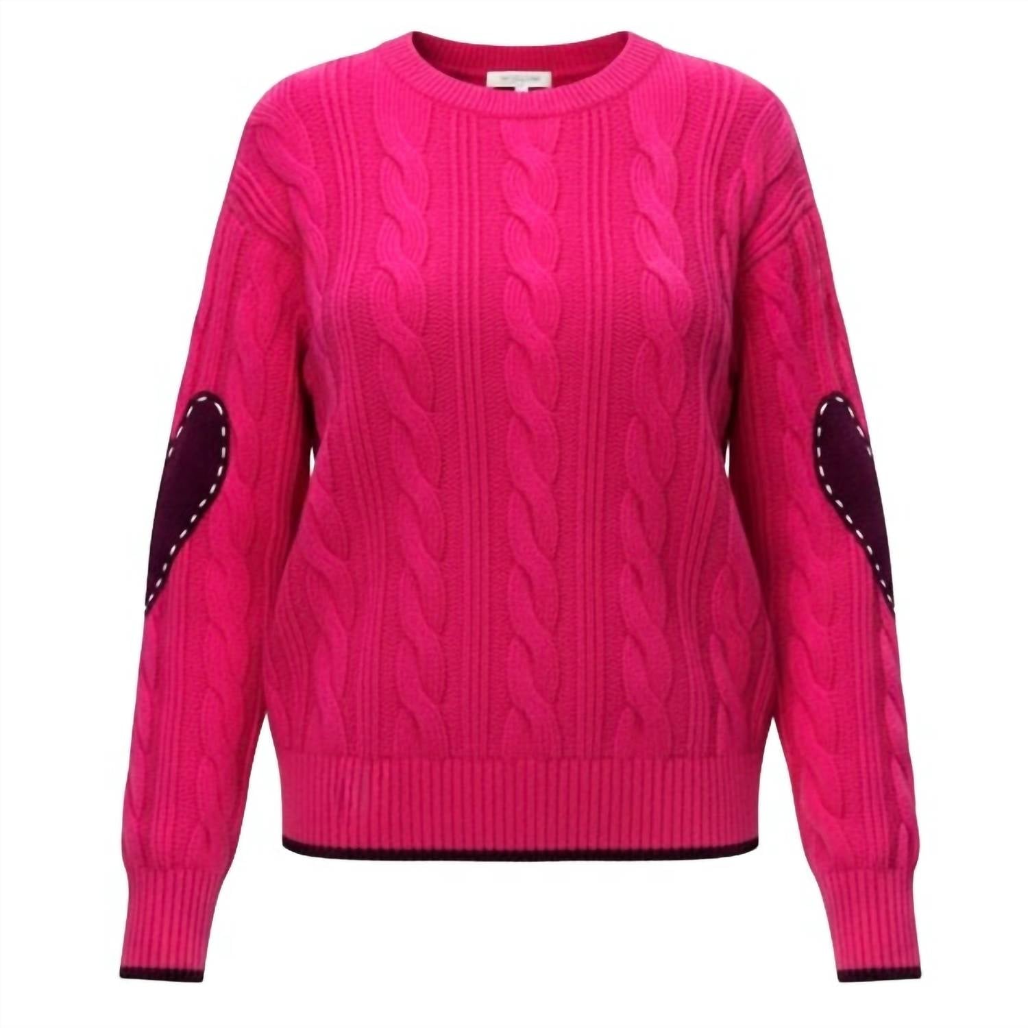 KERRI ROSENTHAL Maxwork Cable Pullover Sweater in berry - women's sweater - alternate view