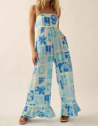 Promesa - Tropical Floral Ruffled Wide-Leg Cami Jumpsuit