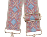 Made in Italy Women's Woven Guitar Style Bag Strap in italy women s woven guitar style bag strap in pink blue geo - women's item - detail view