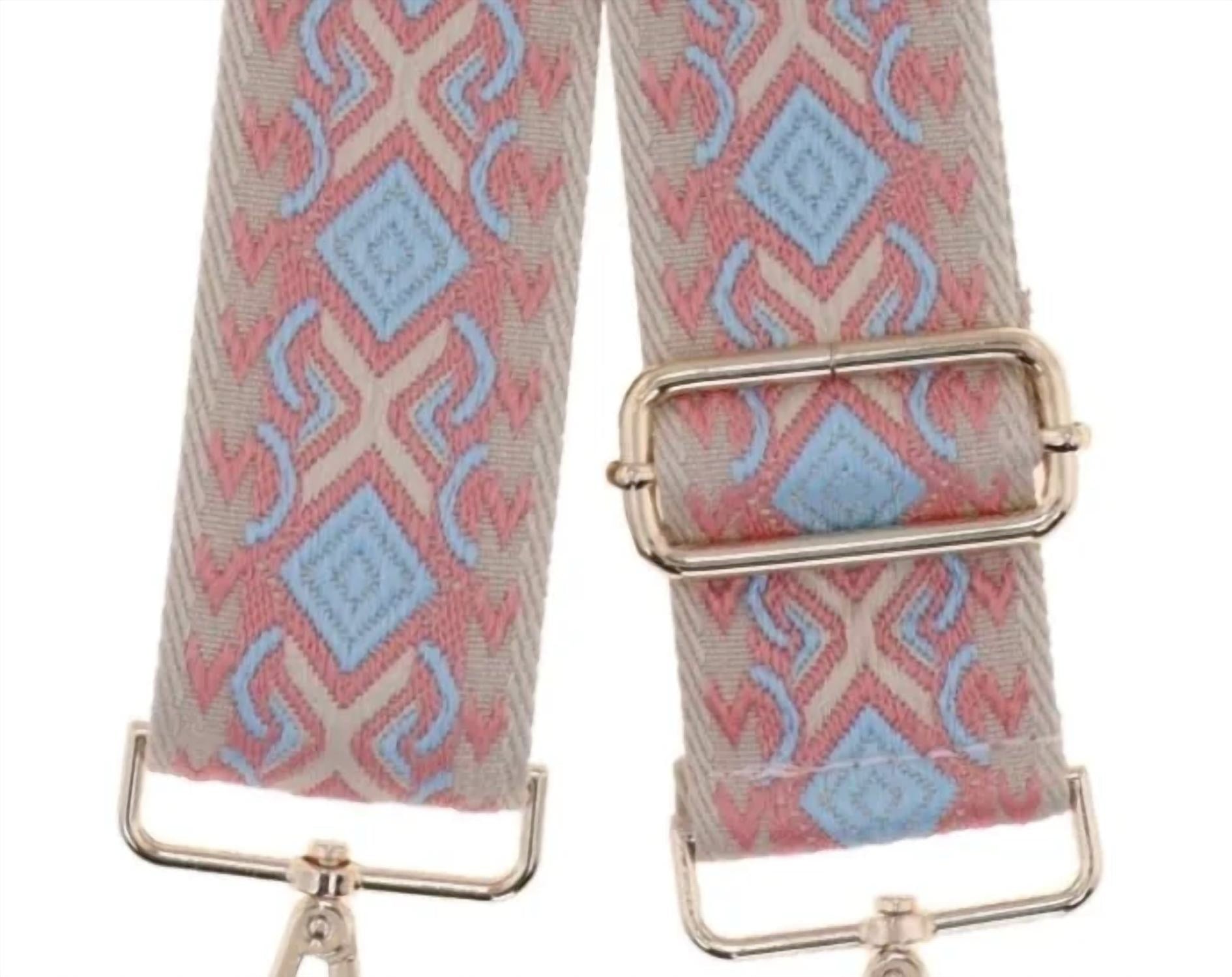Made in Italy Women's Woven Guitar Style Bag Strap in italy women s woven guitar style bag strap in pink blue geo - women's item - detail view