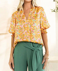 Oddi - Satin V-neck Front Pleats & Smocked Hem