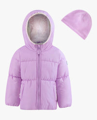 London Fog - Girls Zip-front Hooded Loose Fit Puffer Jacket