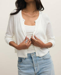 Z Supply Perfect Layer Cardigan in white - women's cardigan - alternate view