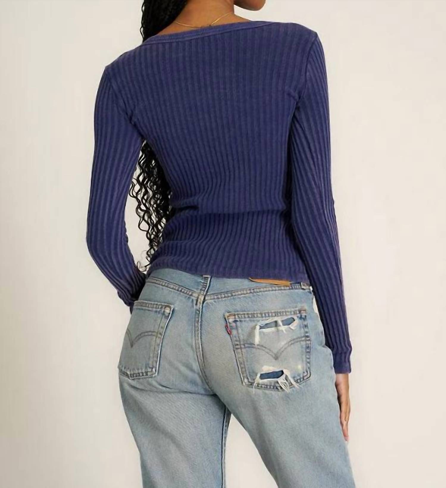 Project Social T - WHAT'S THE SCOOP WASHED RIB LONGSLEEVE TOP
