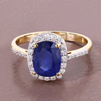 Diana M Jewels Women's Cushion Natural Sapphire Fashion Ring (2.37 Ct) - Classic Plus in 18k yellow gold - women's jewelry - detail view