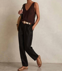 Reiss - Black Beau Belted Tapered Trousers