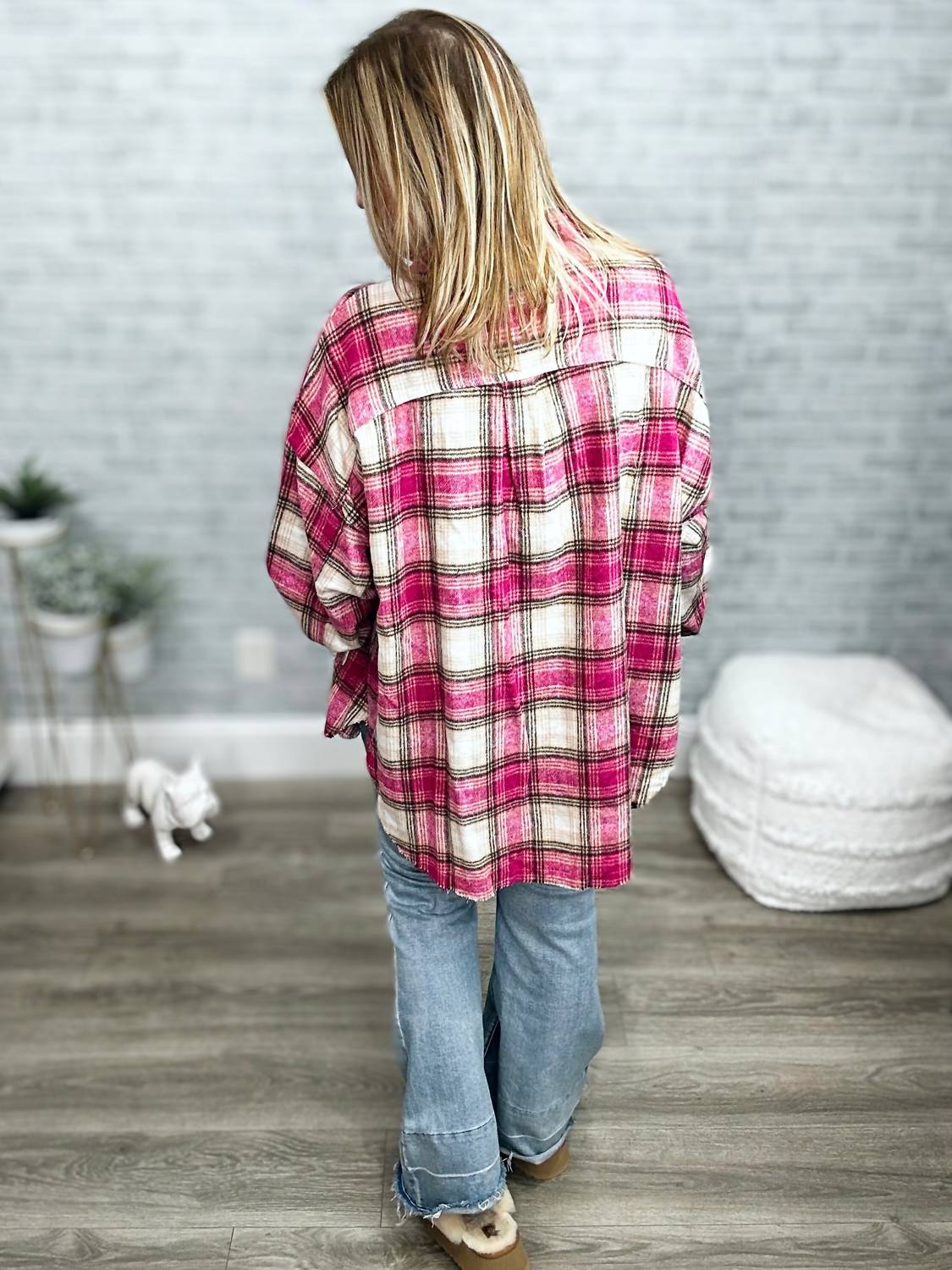 White Birch - Tickle Shacket With Frayed Hem Detail