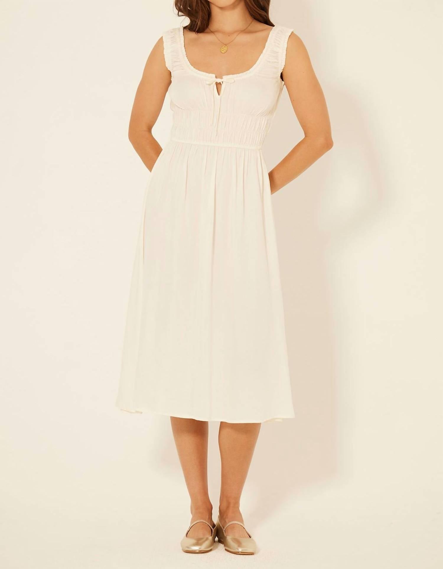 Bila77 - Smocked Waist Midi Dress
