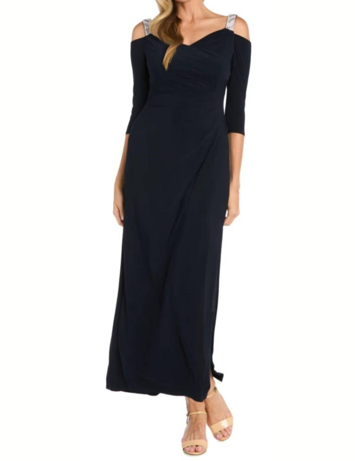 R&M Richards - Rhinestone Cold Shoulder Long Evening Dress