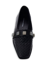 Costume National - Women's Studded Woven Leather Loafers