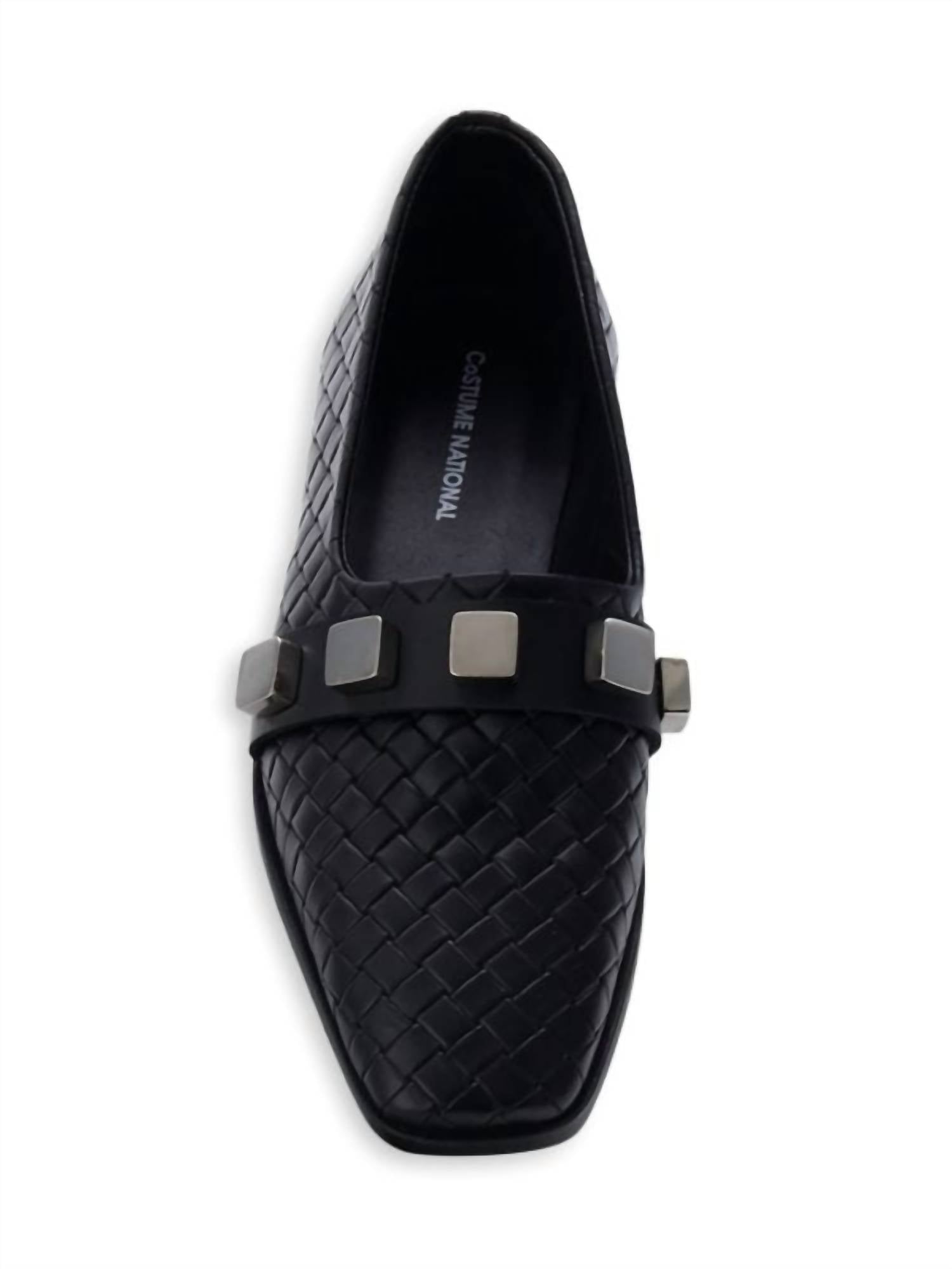 Costume National - Women's Studded Woven Leather Loafers