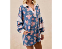 Bibi - Denim Romper With Contrast Collar